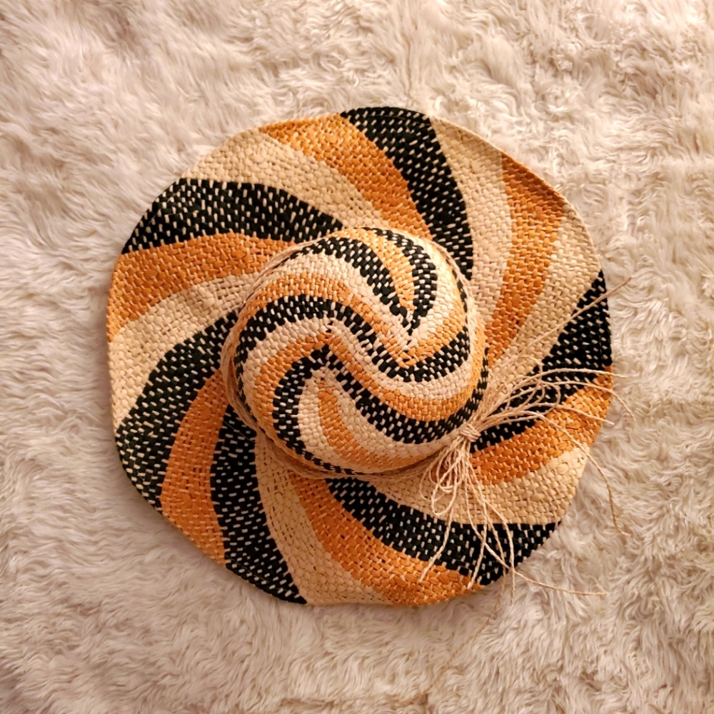 Goorin Bros blue & gold spiral straw hat